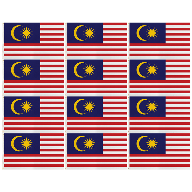 12x Malaysia Country Flag Bulk Pack - Heavy Duty Malaysian Flag with Metal Eyelets (150cm x 90cm)