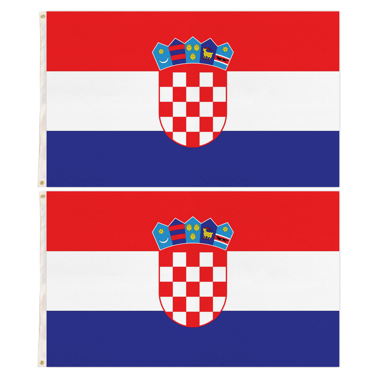 2x Croatia Country Flag Pack - Heavy Duty Hrvatska/Croatian Flag with Metal Eyelets (150cm x 90cm)