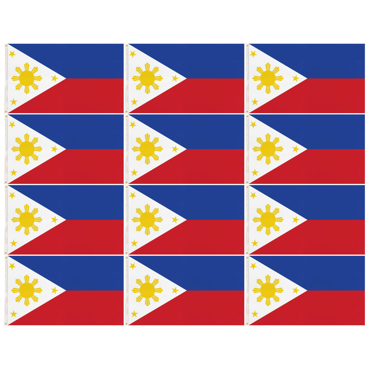 12x Philippines Country Flag Bulk Pack - Heavy Duty Filipino Flag with Metal Eyelets (150cm x 90cm)