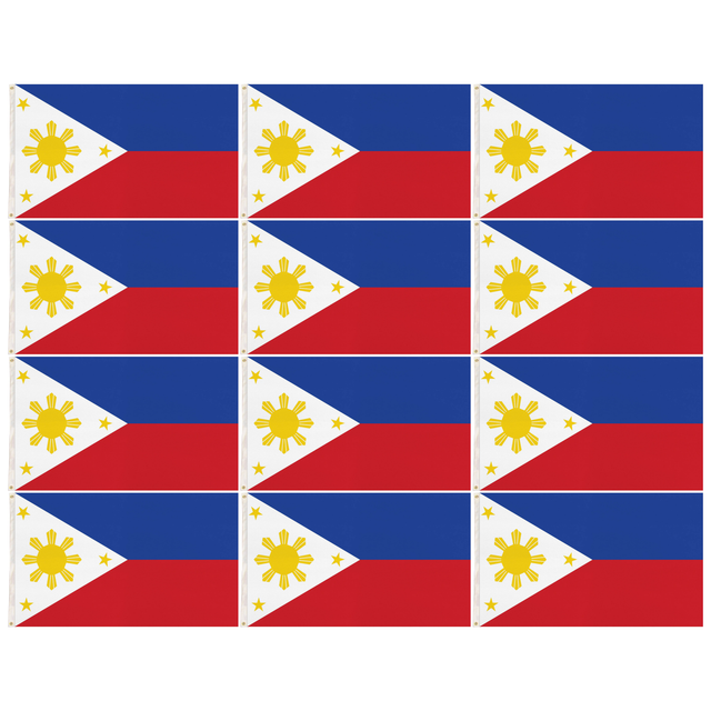 12x Philippines Country Flag Bulk Pack - Heavy Duty Filipino Flag with Metal Eyelets (150cm x 90cm)