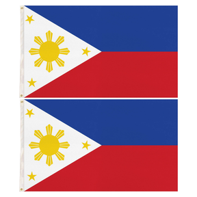 2x Philippines Country Flag Pack - Heavy Duty Filipino Flag with Metal Eyelets (150cm x 90cm)