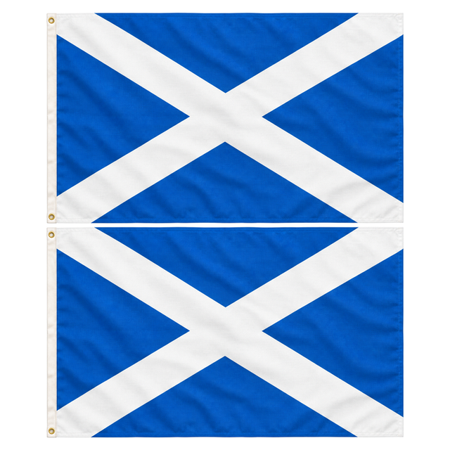 2x Scotland Country Flag Pack - Heavy Duty Scottish Flag with Metal Eyelets (150cm x 90cm)