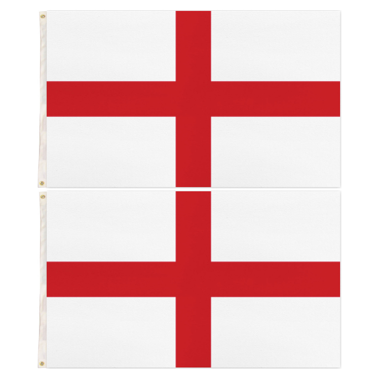 2x England Country Flag Pack - Heavy Duty St George's Cross English Flag with Metal Eyelets (150cm x 90cm)