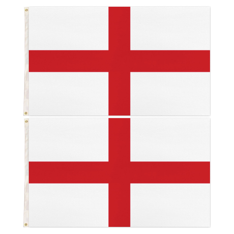 2x England Country Flag Pack - Heavy Duty St George's Cross English Flag with Metal Eyelets (150cm x 90cm)