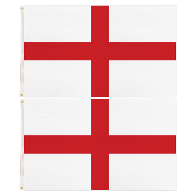 2x England Country Flag Pack - Heavy Duty St George's Cross English Flag with Metal Eyelets (150cm x 90cm)