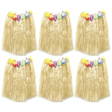 6x Womens 40cm Natural Hawaiian Hula Skirt Bulk Pack - Tropical Grass/Lei (Fancy Dress/Luau Party)