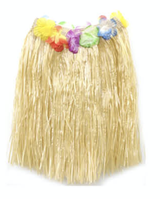 Womens 40cm Natural Hawaiian Hula Skirt - Tropical Grass/Lei (Fancy Dress/Luau Party)