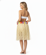 Womens 40cm Natural Hawaiian Hula Skirt - Tropical Grass/Lei (Fancy Dress/Luau Party)