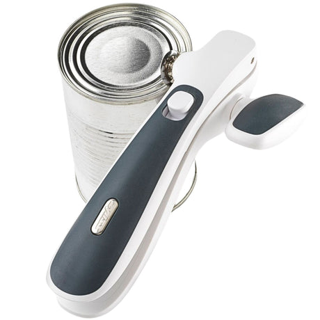 Zyliss Lock n Lift Can Opener Hands-Free Lid Removal Non-Slip Grip - White Grey