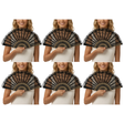 6x Black Lace Hand Fan Bulk Pack - Folding Spanish Flamenco Costume/Vintage Wedding Accessory