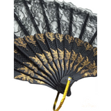 Black Lace Hand Fan - Folding Spanish Flamenco Costume/Vintage Wedding Accessory