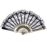 Black Lace Hand Fan - Folding Spanish Flamenco Costume/Vintage Wedding Accessory