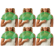 6x Green Lace Hand Fan Bulk Pack - Folding Spanish Flamenco Costume/Vintage Wedding Accessory