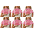 6x Light Pink Lace Hand Fan Bulk Pack - Folding Spanish Flamenco Costume/Vintage Wedding Accessory