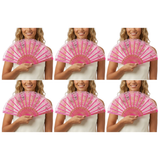 6x Light Pink Lace Hand Fan Bulk Pack - Folding Spanish Flamenco Costume/Vintage Wedding Accessory