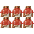 6x Red Lace Hand Fan Bulk Pack - Folding Spanish Flamenco Costume/Vintage Wedding Accessory