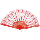 Red Lace Hand Fan - Folding Spanish Flamenco Costume/Vintage Wedding Accessory