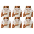 6x White Lace Hand Fan Bulk Pack - Folding Vintage Bridal & Wedding Accessory/Spanish Flamenco Costume