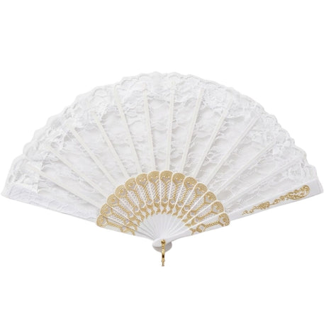 3x White Lace Hand Fan Pack - Folding Vintage Bridal & Wedding Accessory/Spanish Flamenco Costume