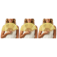 3x Yellow Lace Hand Fan Pack - Folding Spanish Flamenco Costume/Vintage Wedding Accessory