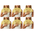 6x Yellow Lace Hand Fan Bulk Pack - Folding Spanish Flamenco Costume/Vintage Wedding Accessory