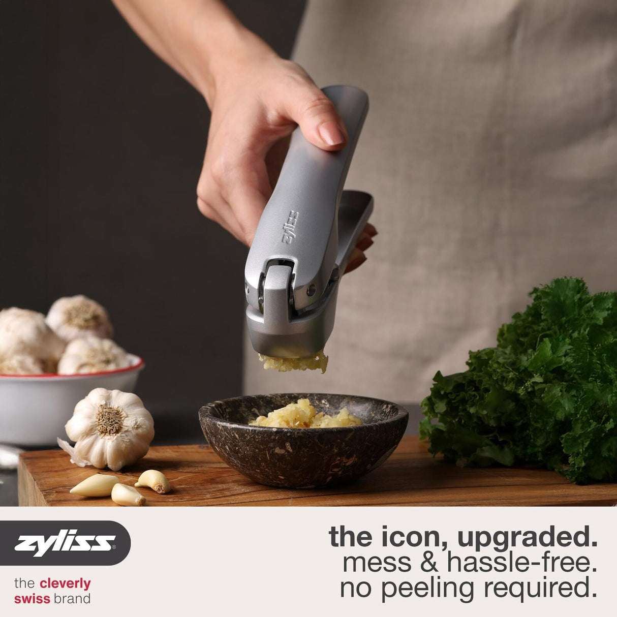 Zyliss Susi 4 Garlic Press Non-Stick PFAS-Free Cast Aluminium Dishwasher Safe