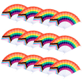 12x Rainbow Gay Pride Fabric Cooling Fan Bulk LGBTQ