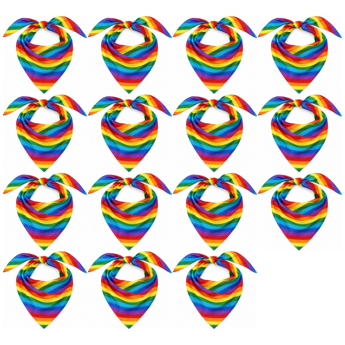 15x Rainbow Bandana Bulk Pack - 100% Cotton Head Wrap/Durag/Scarf/Mask (Gay Pride/LGBTQ+ Party)
