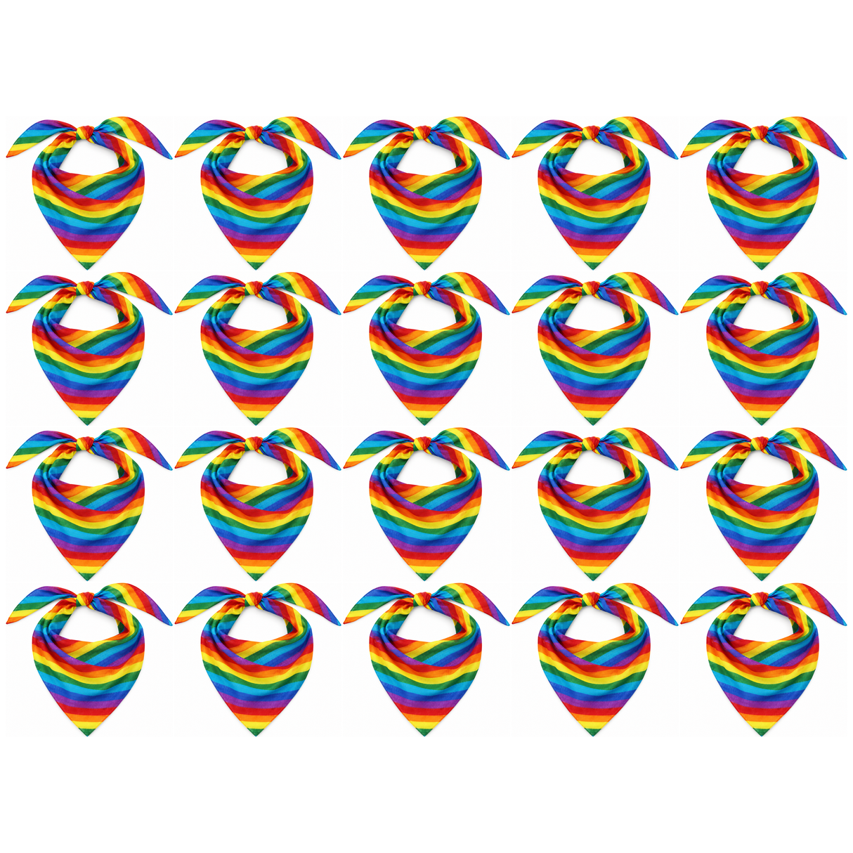 20x Rainbow Bandana Bulk Pack - 100% Cotton Head Wrap/Durag/Scarf/Mask (Gay Pride/LGBTQ+ Party)