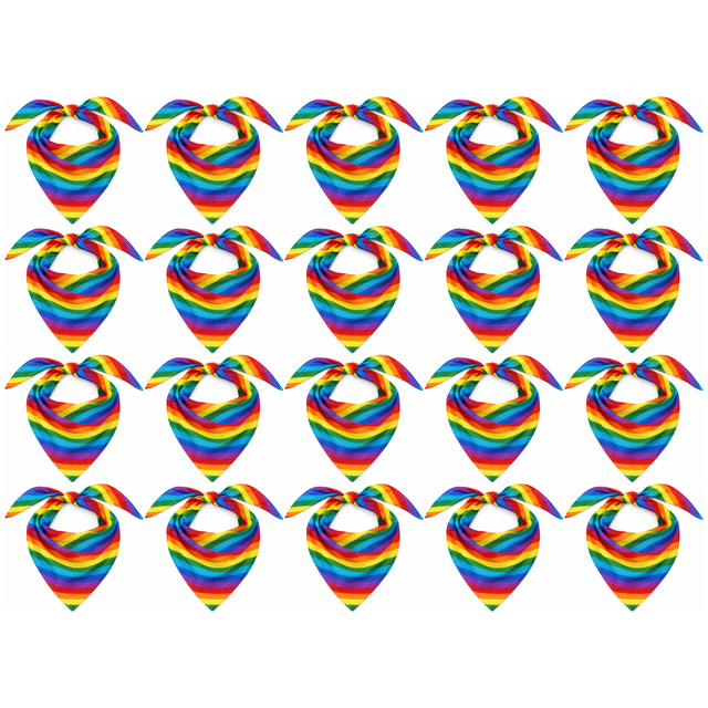 20x Rainbow Bandana Bulk Pack - 100% Cotton Head Wrap/Durag/Scarf/Mask (Gay Pride/LGBTQ+ Party)