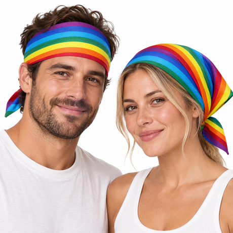 15x Rainbow Bandana Bulk Pack - 100% Cotton Head Wrap/Durag/Scarf/Mask (Gay Pride/LGBTQ+ Party)