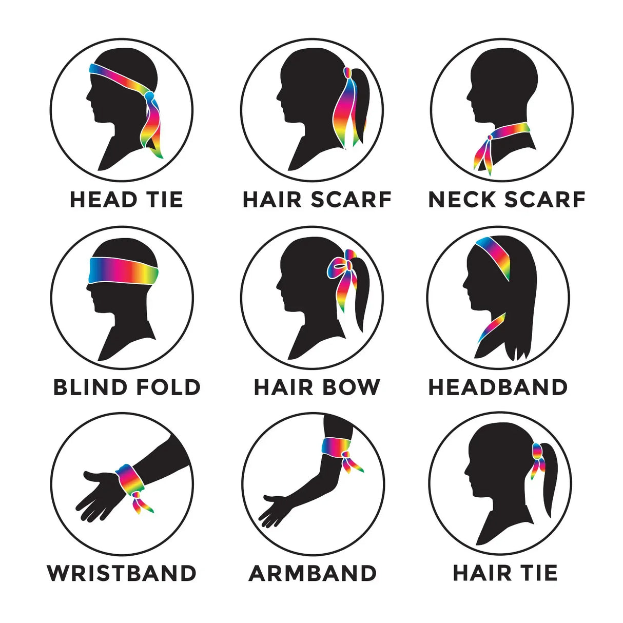 Rainbow Long Headband/Hair Tie - LGBT/Gay Pride Scarf (Party Accessory)