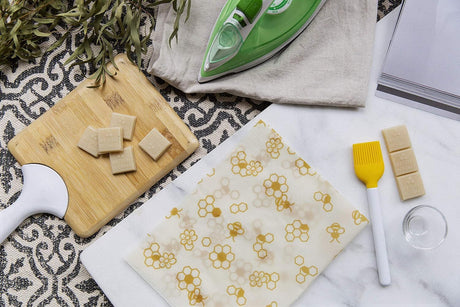 6x Karlstert Natural Beeswax Honeycomb Food Wrap Bulk Pack - Honeybee Print (43 x 58.5cm)