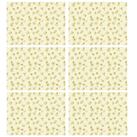 6x Karlstert Natural Beeswax Honeycomb Food Wrap Bulk Pack - Honeybee Print (43 x 58.5cm)