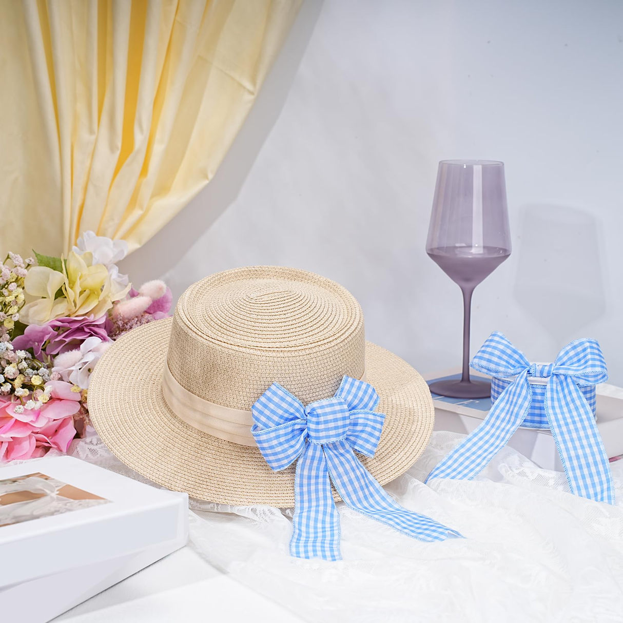 2 Metre Gingham Ribbon for Gift Wrapping, Decorations & More in Blue Check