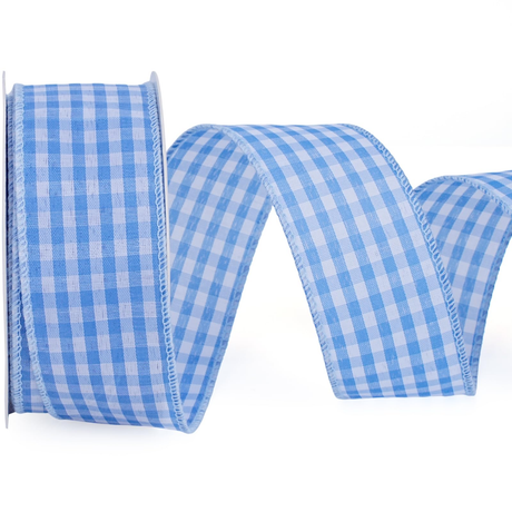 3x 2m Gingham Ribbon Bulk Pack - Blue Check (Gift Wrapping & Decorations)