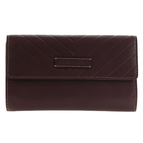 Pierre Cardin Detroit Leather Long Wallet - Brown (Quilted Detail & RFID Protection)