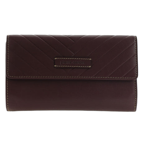 Pierre Cardin Detroit Leather Long Wallet - Brown (Quilted Detail & RFID Protection)