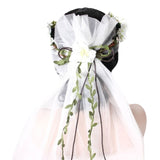 Deluxe Flower Crown Veil Headband - White Bride to Be (Hens Night/Bridal Shower Bachelorette)