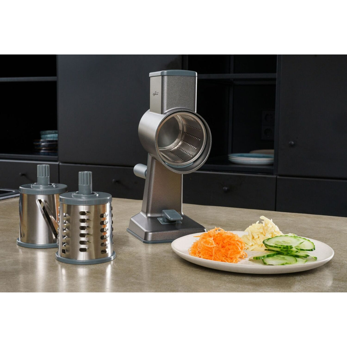 Zyliss Gourmet Drum Grater 3 Stainless Steel Drums with Suction Base