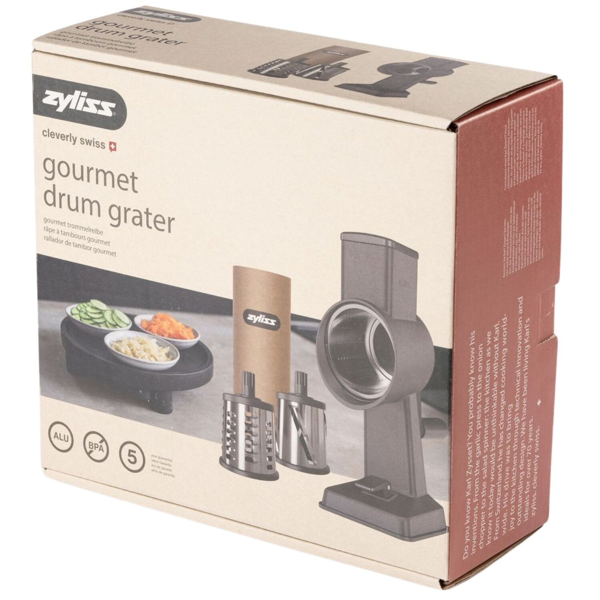 Zyliss Gourmet Drum Grater 3 Stainless Steel Drums with Suction Base