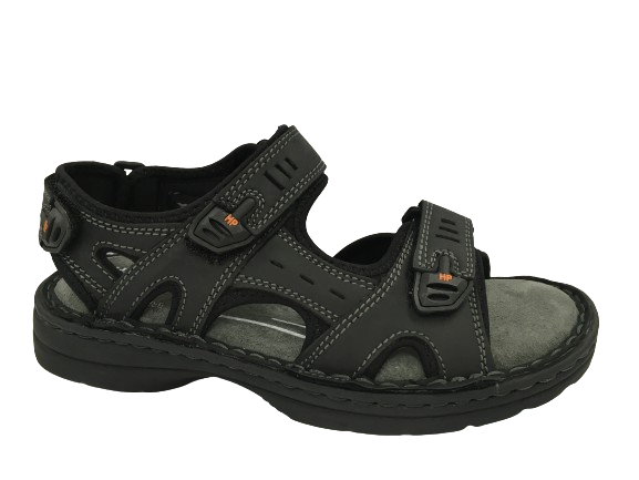 HUSH PUPPIES SIMMER Mens Leather Adjustable Strap Comfort Sandals Shoes - Black - 11 UK