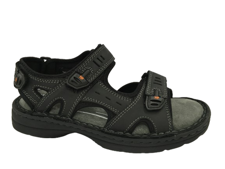 HUSH PUPPIES SIMMER Mens Leather Adjustable Strap Comfort Sandals Shoes - Black