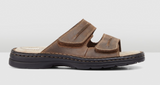 Hush Puppies Slider Mens Leather Adjustable Strap Sandals Slippers Shoes - Brown