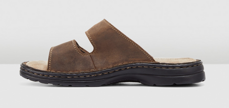 Hush Puppies Slider Mens Leather Adjustable Strap Sandals Slippers Shoes - Brown