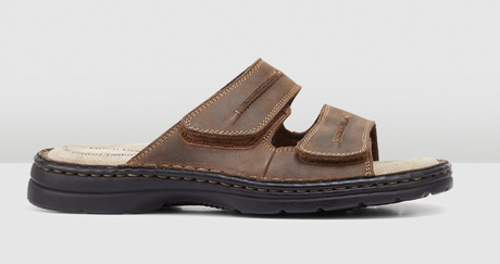 Hush Puppies Slider Mens Leather Adjustable Strap Sandals Slippers Shoes - Brown
