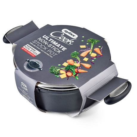 Zyliss Ultimate Forged 20cm/2L Non-Stick Stock Pot w/ Lid Cover - Black