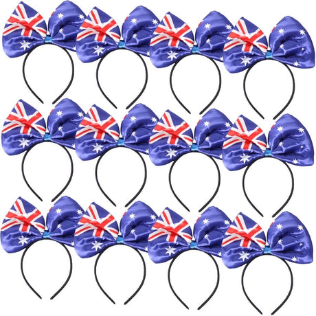 12x Australian Flag Bow Headband Bulk Pack – Festive Australia Day Accessory