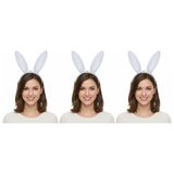 3x White Bunny Ears Headband Pack - Easter/Animal Costume (Halloween & Fancy Dress)