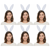 6x White Bunny Ears Headband Bulk Pack - Easter/Animal Costume (Halloween & Fancy Dress)